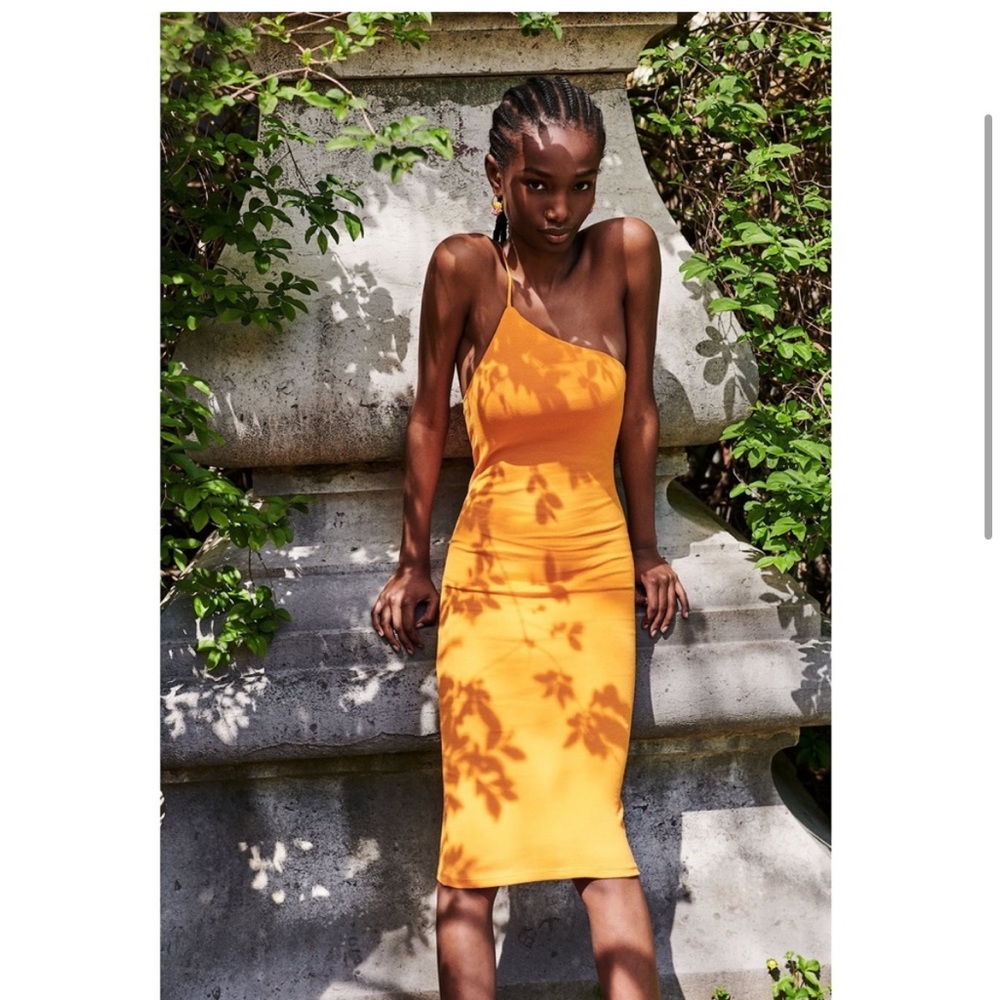 ZARA NWT one shoulder midi dress